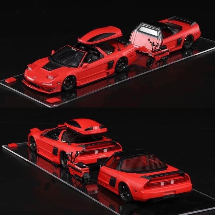 Error 404 Models 1:18 Acura NSX (NA1) 'NSXTRA' [Red with Honda Motocompo, Trailer, Roof Box] GND48
