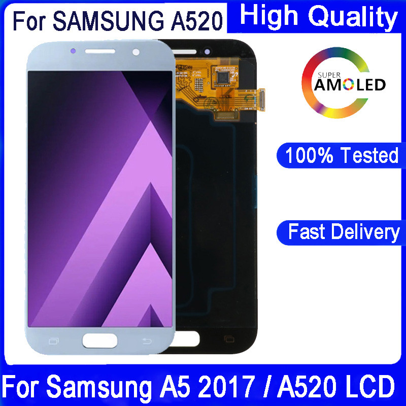 5.2"For SAMSUNG A5 2017 Super AMOLED splay Tou Screen gitizer A520 A520F SM-A520F splay Replacement 