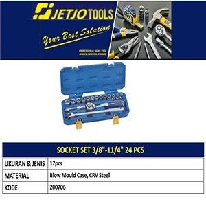 MAKITA / LAKONI / JETJO Socket Set 17Pcs JETJO TOOLS 200706 / Socket Set 1/2" 6 PT LAKONI PRO / PROM