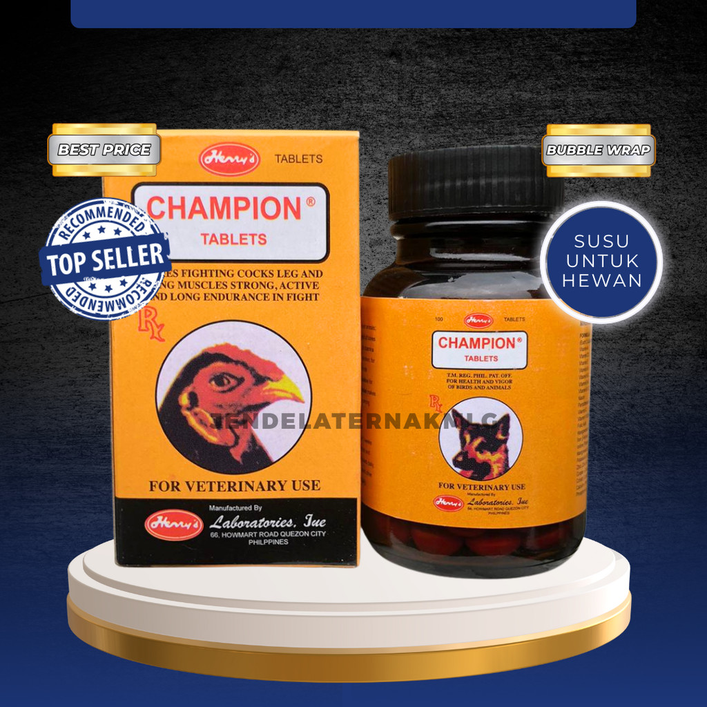 CHAMPION VITAMIN 100 TABLET - Multivitamin & Doping Penambah Stamina Ayam Petarung By Filipina.