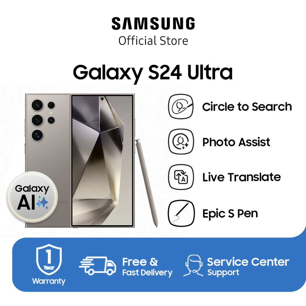 Samsung Galaxy S24 Ultra 12/256GB-Titanium Gray,Smartphone AI,Handphone AI,Kamera 50MP,Layar besar