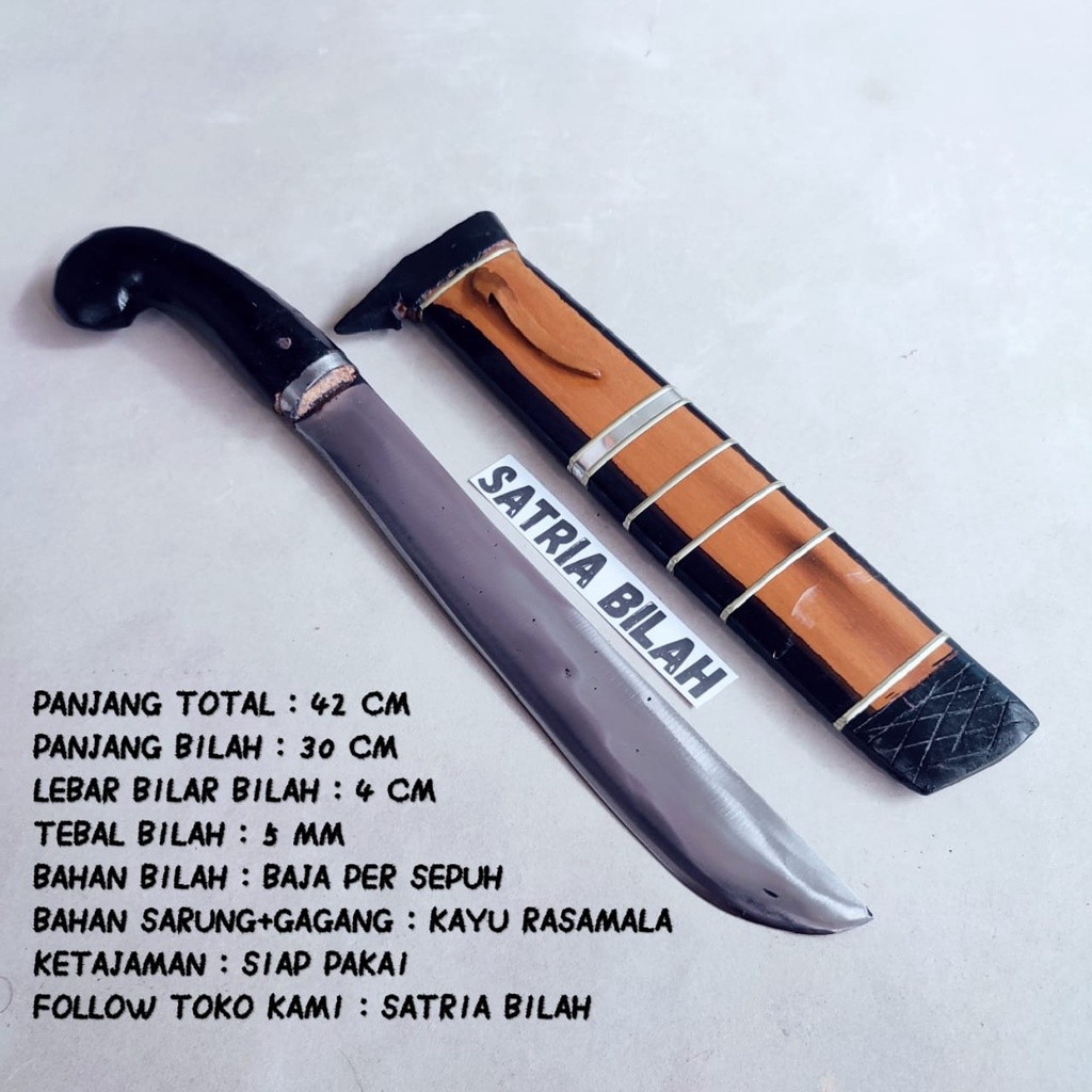SATRIA BILAH GOLOK POLET CIBATU ASLI Kerja kebun GOLOK Pemotong bambu bilah baja per asli tempa