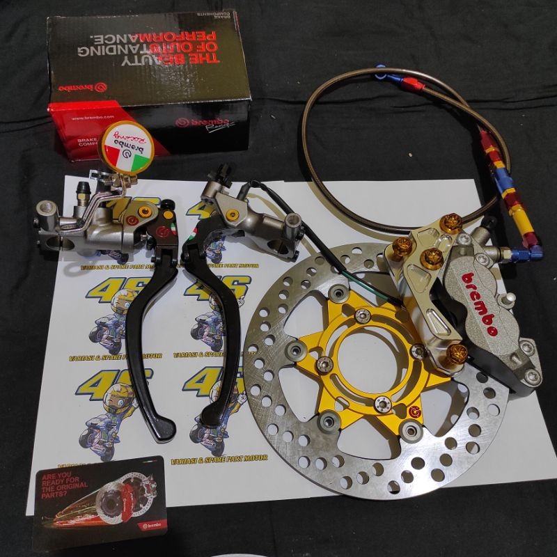 PAKET KALIPER BIGPOT 4 PISTON + BREKET BEAT, SCOOPY RING 14, VARIO110, VARIO125 + MASTER REM IZUMI +