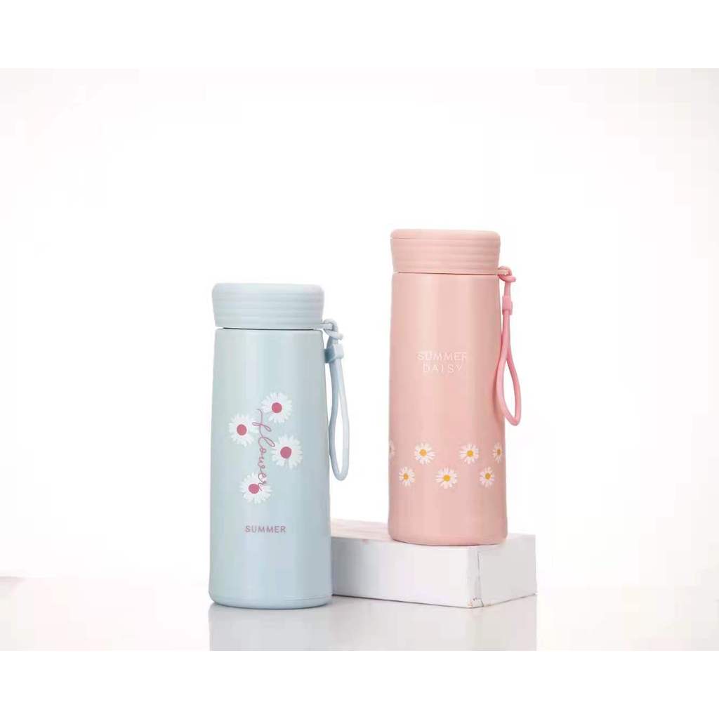 (JHS) Botol Minum Tumbler Summer Daisy 500 ml /Botol Kaca Daisy Bunga Summer Tumbler Glass Termos Ai