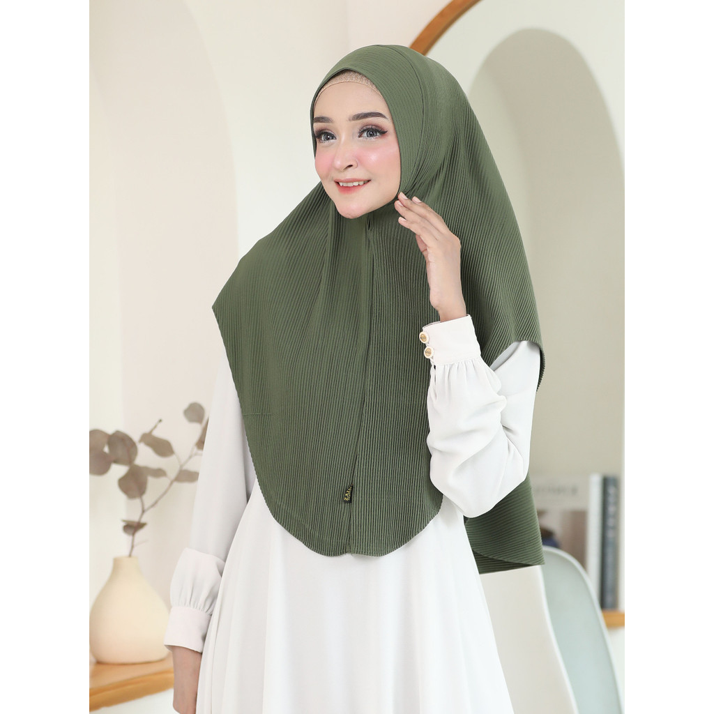 Hijab Bergo Oppy L Kerudung Instan Jersey - Jilbab Plisket Premium - Zain Collection