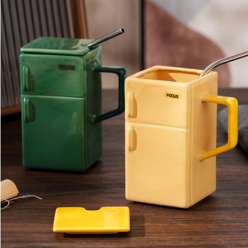 Cangkir Keramik Sedotan Tutup Gelas Kopi Unik untuk Hadiah Kekasih Mug Estetik