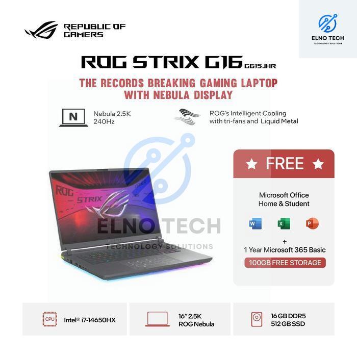 ASUS ROG STRIX G16 G615JHR I7-14650HX 16GB 512GB RTX5050 8GB 16.OWQXGA 240HZ W11 OHS+M365B - 16GB/51