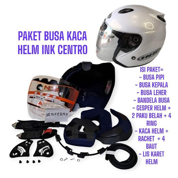 Best Seller- Paket Busa Helm Ink Centro Jet Fullset + Kaca Ink Centro Jet + Karet Lis Helm - Motorcy