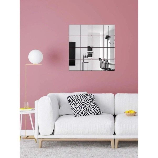 Kaca Cermin Rectangular 2mm 12x12cm (Asli kaca) - Cermin Moulding