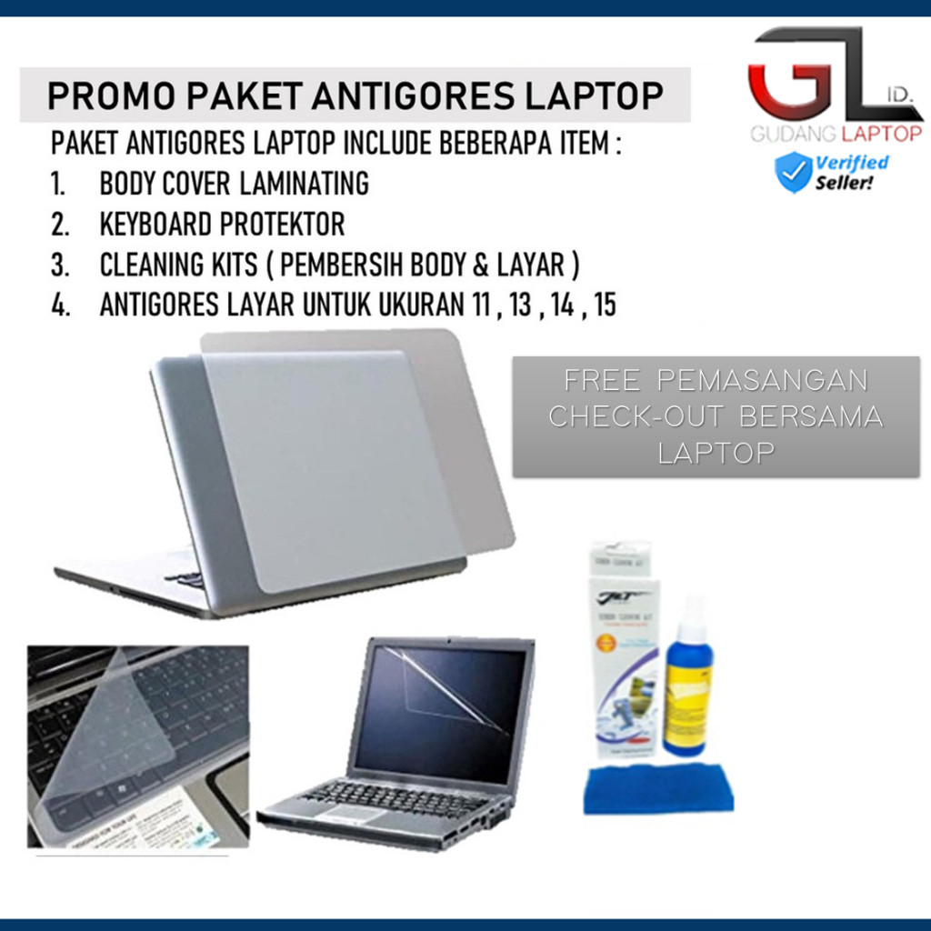PAKET ANTIGORES LAPTOP  Full Protector Layar Body Laptop 4in1