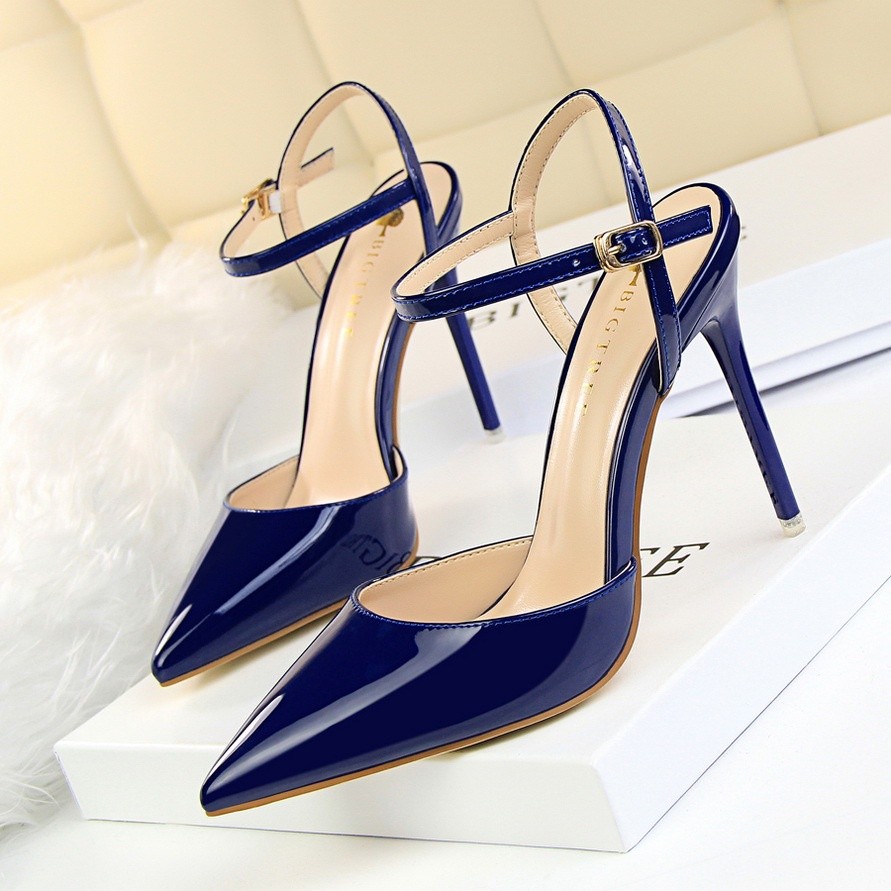 Navy 34-40 [11cm]  Heels Tali- Woman Heels BIG TREE –  Sileto - Elegan - Heels pesta - Heels mewah