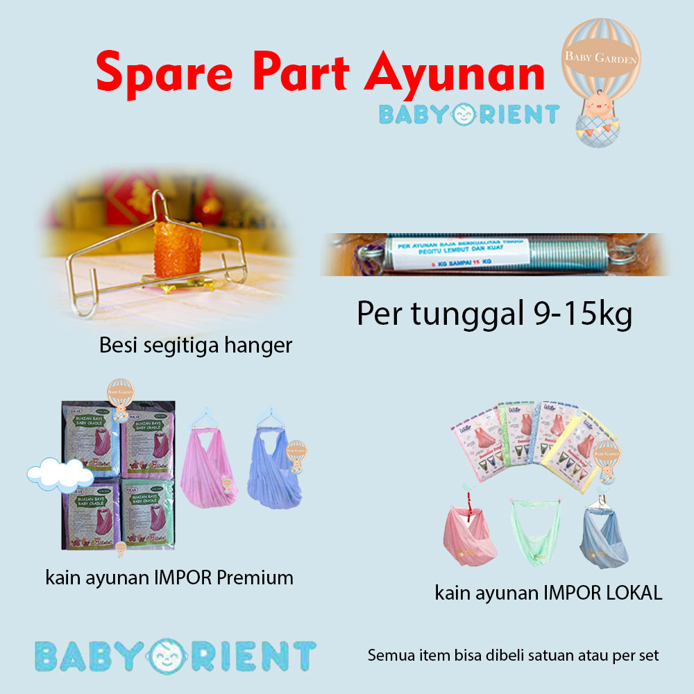 Baby Orient ayunan bayi spare part besi segitiga per kain ayunan