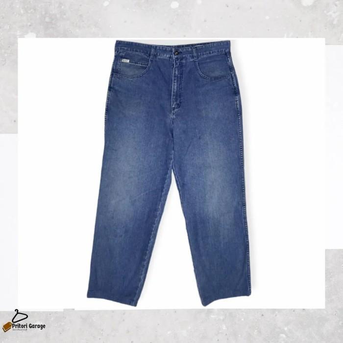 Raw Denim Tebal Ankle Jeans Guess by Georges Marciano Straight Blue 32