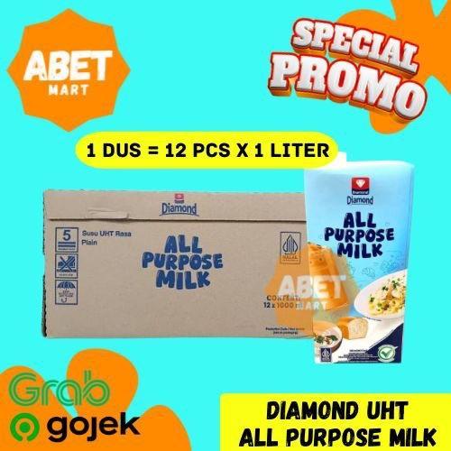 INSTAN SAMEDAY ONLY DIAMOND ALL PURPOSE MILK SUSU UHT 1 Dus 12 X 1 Liter - Full Cream Karton Pak Kot