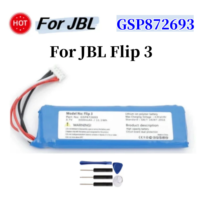 GSP872693 Replacement Battery For JBL Flip 3 Flip3 GSP872693 Hight Quality Battery 3000mAh +Tools