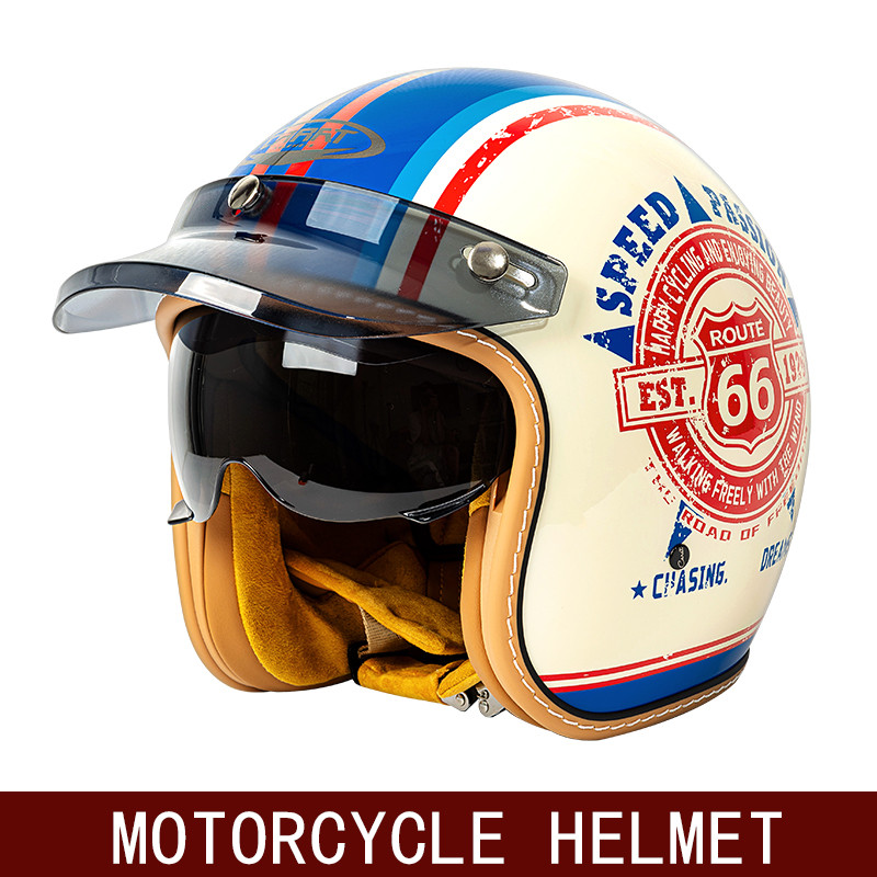 New retro half helmet motorcycle helmet winter three-quarters men's cruise American retro helmet thr