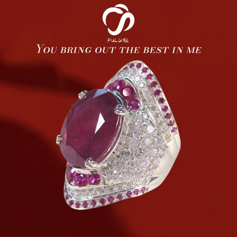 FULSHE Berlian Merah Batu Permata Mewah Eropa Dan Amerika Berlian Asli Wanita