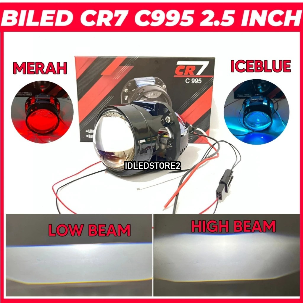 CR7 C995 Biled Projector CR7 2.5 Inch Blue Lens Plus Kipas