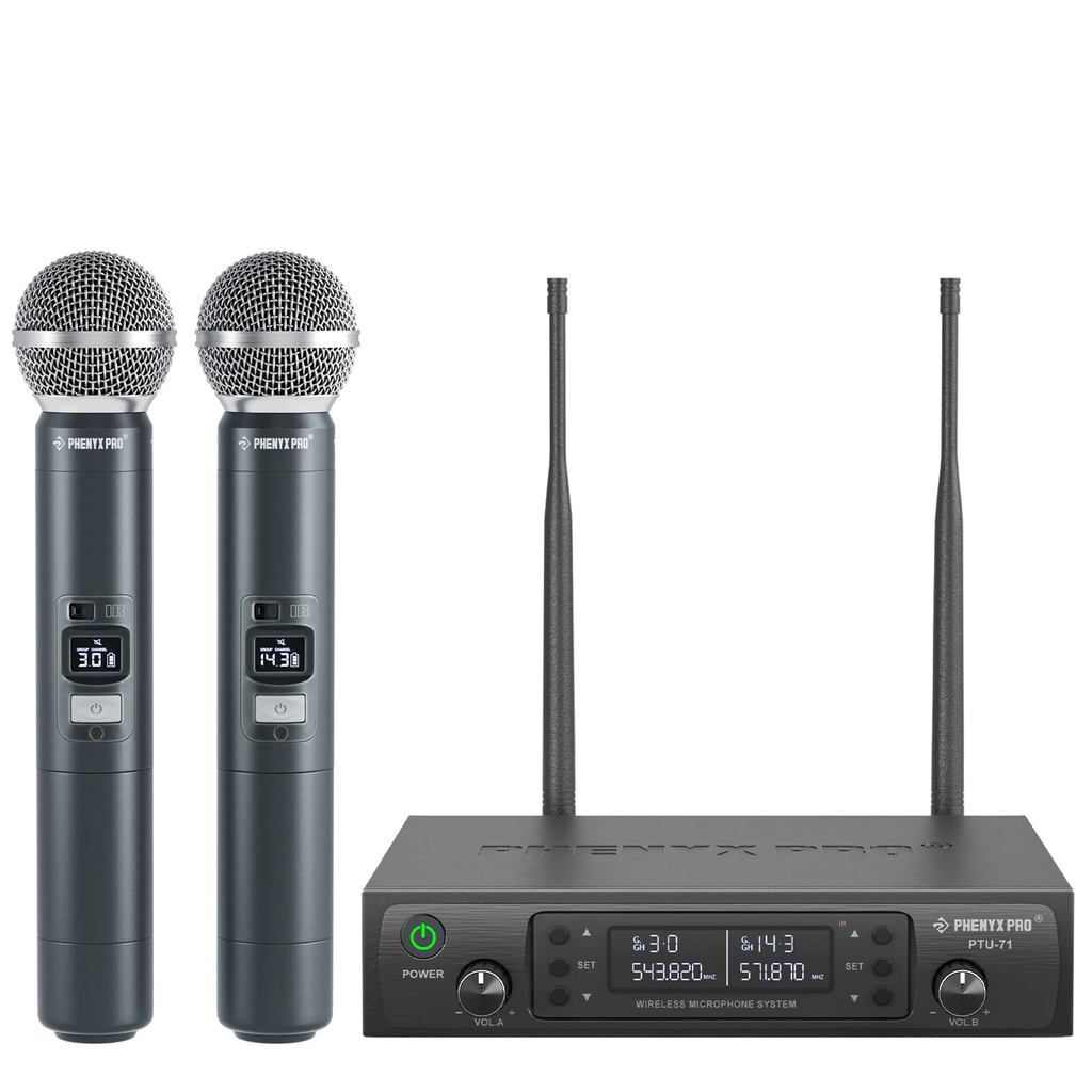 Phenyx Pro UHF Profeesional Adjustable Dual Wireless Microphone System for Stage Performances Sturdy