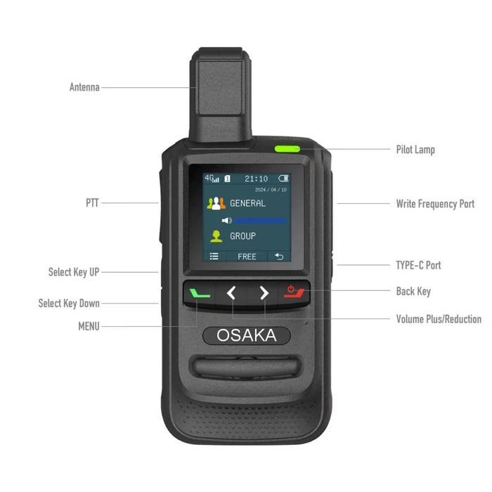 HT POC Osaka mini Walkie talkie 4g Server PERMANEN Antena - HT POC C777