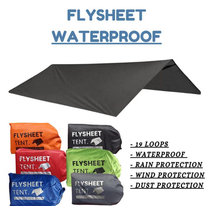 Sportivity Flysheet 4x6M Bahan Tebal Anti Air Tutup Atap Pelindung Tenda Camping - 2x3 Meter, Hitam
