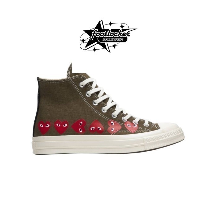 Sepatu Converse Cdg High Multi Heart Olive  Original   Unisex