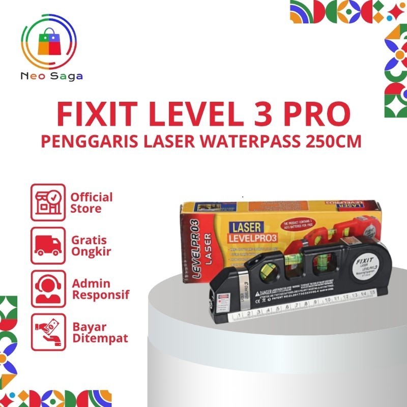 BAR Store - Laser Waterpass+Meteran Laser2.5m/Penggaris Kombinasi Laser Waterpass Meteran