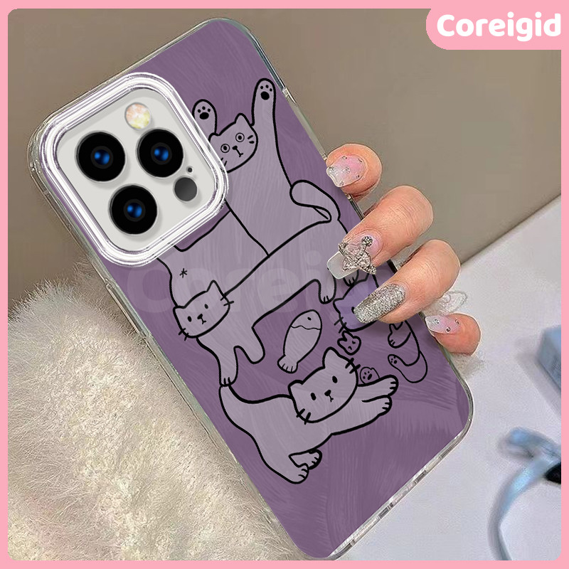 Case iphone 11 15 13 16 XR 12 Pro 14 pro max X 7 plus 8plus xs max 6 plus 11pro kucing ungu aestheti