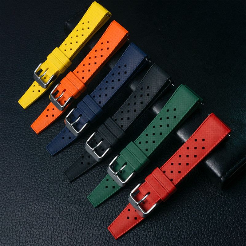 CLASSIC TROPICAL STYLE FKM RUBBER WATCH STRAP 18mm 20mm 22mm watch band for Seiko for Oris Watch Rep