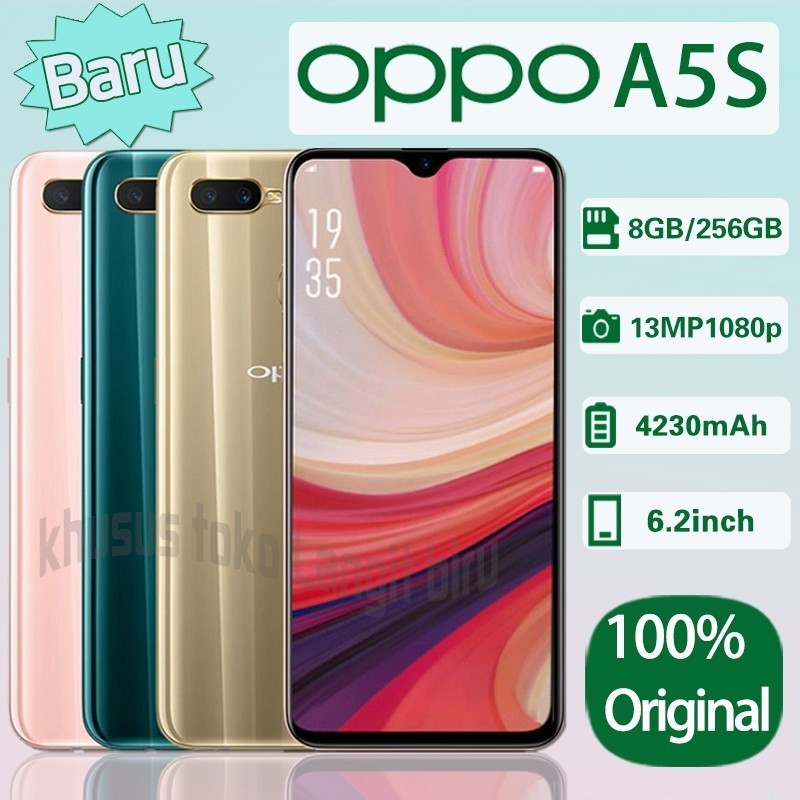 Hp Oppo A5s Ram 8/256GB Baru layar 6.2 inci HD+ Camera Android Smartphone murah fullset resmi Garans