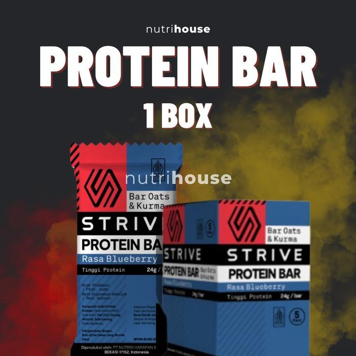 Strive Protein Bar 1 box 60gr with 24gr Protein/ Bar High Protein Bar - 1box (isi 5), Original