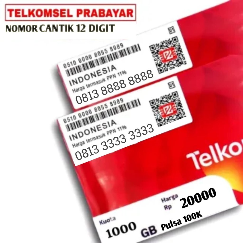 KARTU CANTIK TELKOMSEL 12 DGT BONUS KOUTA 1000GB & PULSA 100K BISA DIGUNAKAN SELURUH INDONISIA 4G,5G