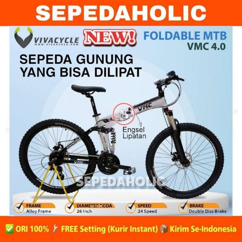 Sepeda Gunung MTB LIPAT VIVA CYCLE VMC 4.0 Ukuran 26 Inch Alloy Cakram