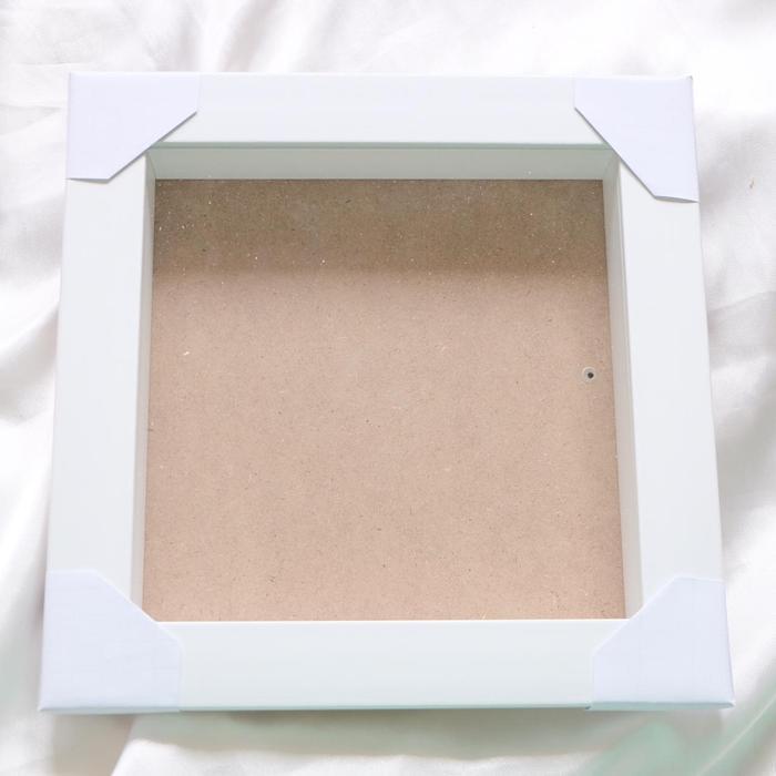 Pigura Frame 3D 20x20x2,5 cm Warna Putih Polos Bahan Fiber - Dengan Lampu
