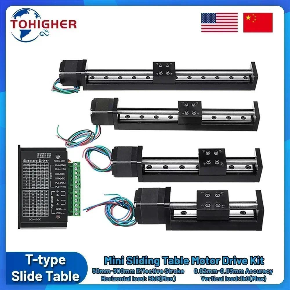 Motorized Slide Table Ttype Linear Guide Rail Stage Mini Sling Table Motor Drive Kit Electric Linear