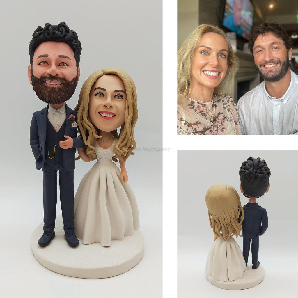 Personalized Bobbleheads Bobble Head Couple Custom Wedng Cake Topper Figurine Christmas Anniversary 