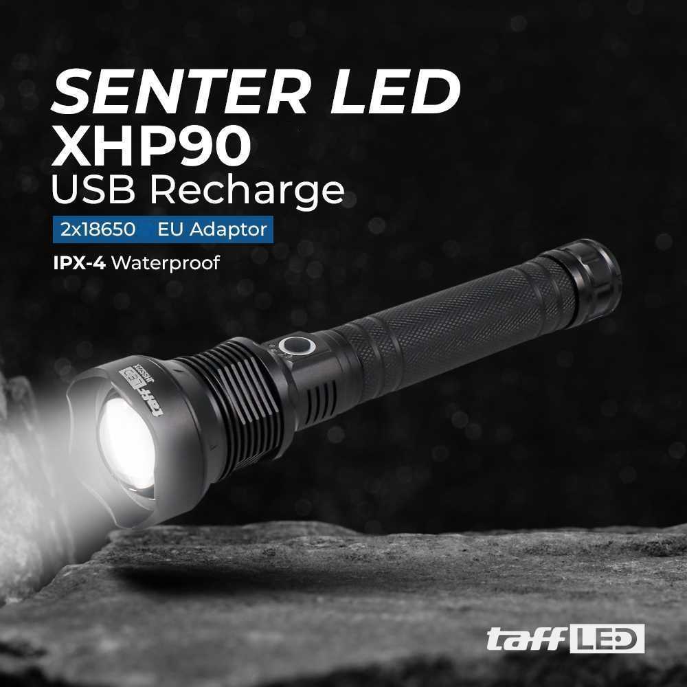 JENZER - Senter LED USB Rechargeable Flashlight Waterproof XHP90