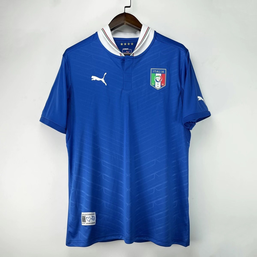 Jersey Olahraga Italia Kaus Seragam Sepak Bola Peringatan Klasik Retro Rumah 2012/Italia