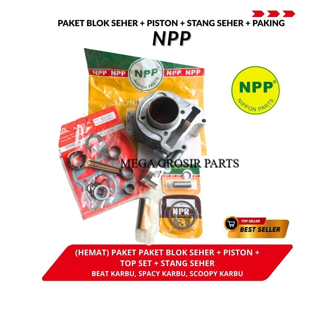 Paket Blok Seher + Piston + Stang Seher + Paking Top Set BEAT KARBU SCOOPY KARBU SPACY KARBU NPP NPP