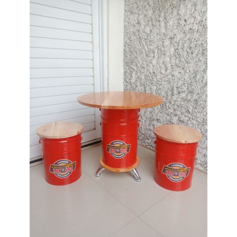 taviraco - 1 Set (Isi 3)/Kursi Tong/Meja Tong/Meja Cafe/Kursi Cafe