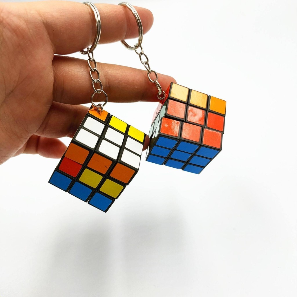 Realpict Gantungan Kunci Rubik 3x3 Isi 12 Pcs Estetik Ganci Rubik WarnaWarni Mini