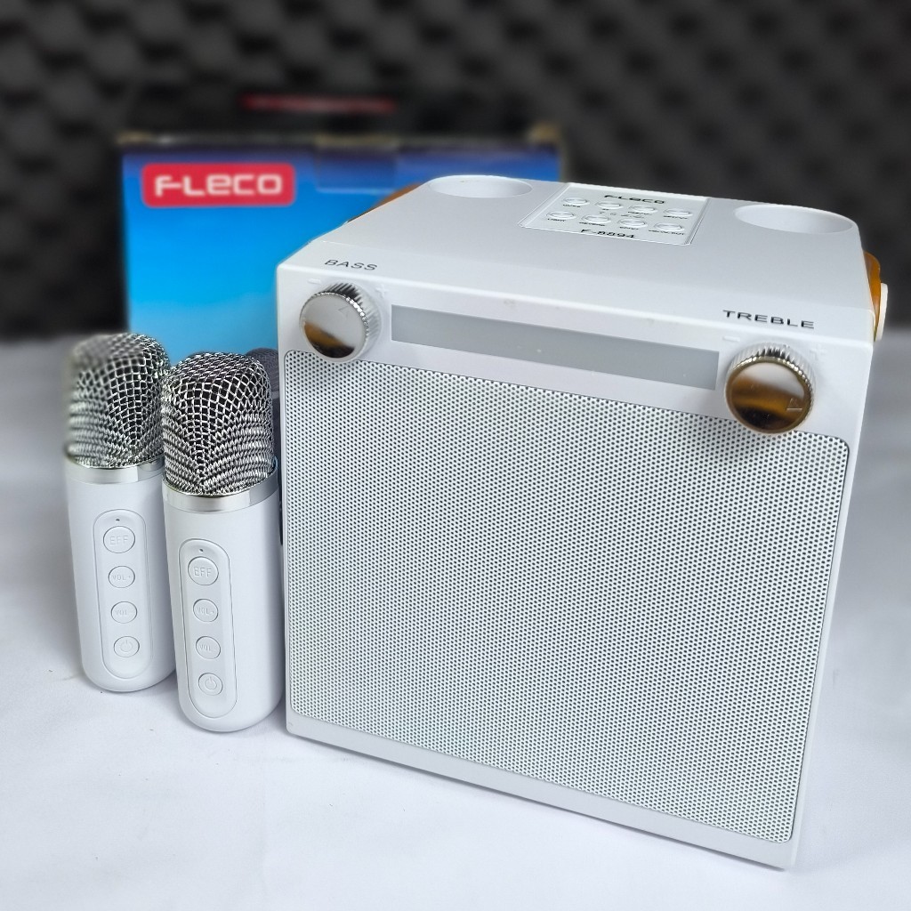 Speaker Fleco F-8894 Mini / F8894 Bluetooth Free 2 Mic Wireless dengan soundcard Mic mini