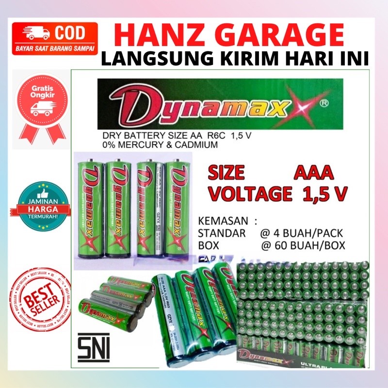 Baterai AAA A3 Dynamax Hijau Ultra Black 1.5Volt Baterry Power Kualitas