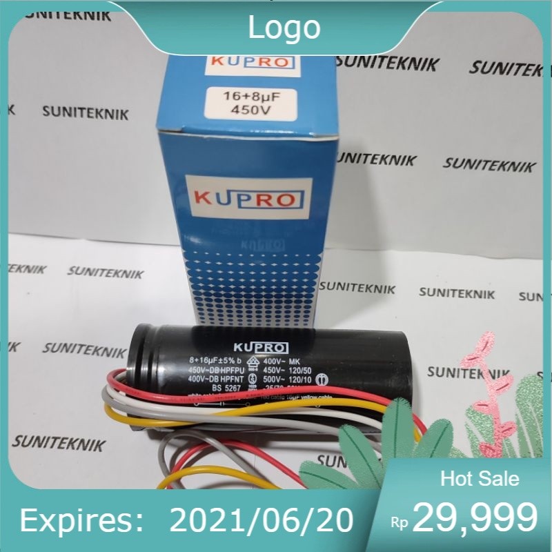 kapasitor 16uf + 8uf - CAPASITOR 16+8UF - KAPASITOR 16 UF DAN 8 UF