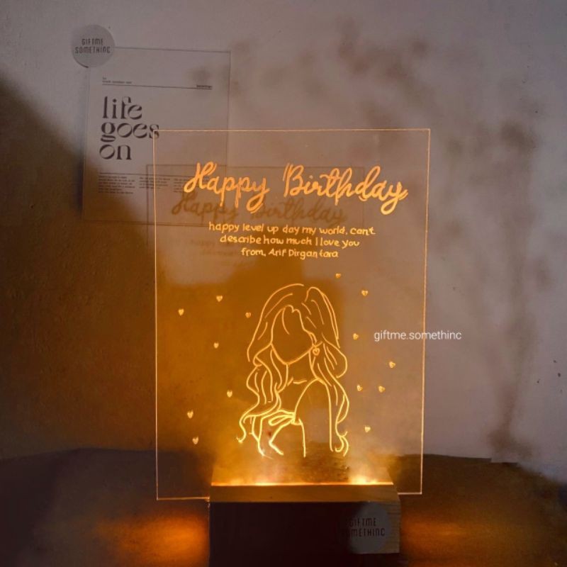 Stand Akrilik Custom LED Lettering Kado Lampu Tidur Pajangan Rumah Hampers Box White Kado Custom Kad