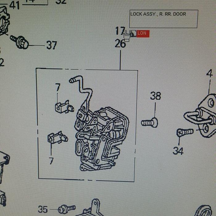door lock / kunci pintu belakang crv 2003 2004 2005 2006 Top
