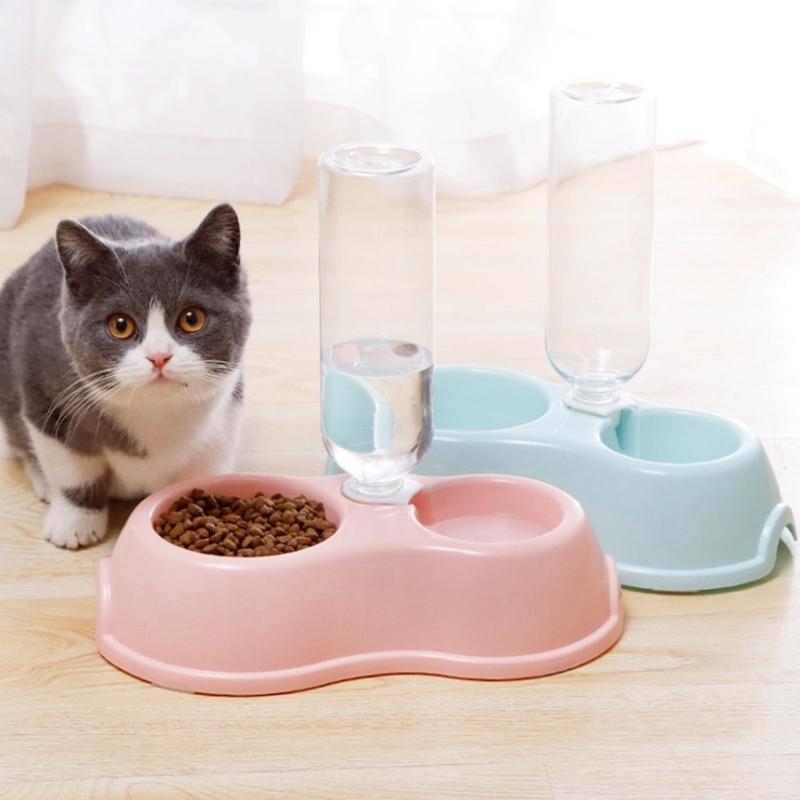 Tempat Makan Kucing Otomatis 500ml Tempat Minum Kucing Otomatis Mangkok Kucing Anjing Wadah Makanan 