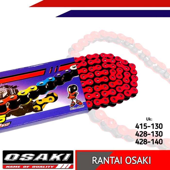 Rantai Gear Motor OSAKI Original Warna 415-130  428-130 428-140 Rantai Sepeda Motor Warna Merah Kuni