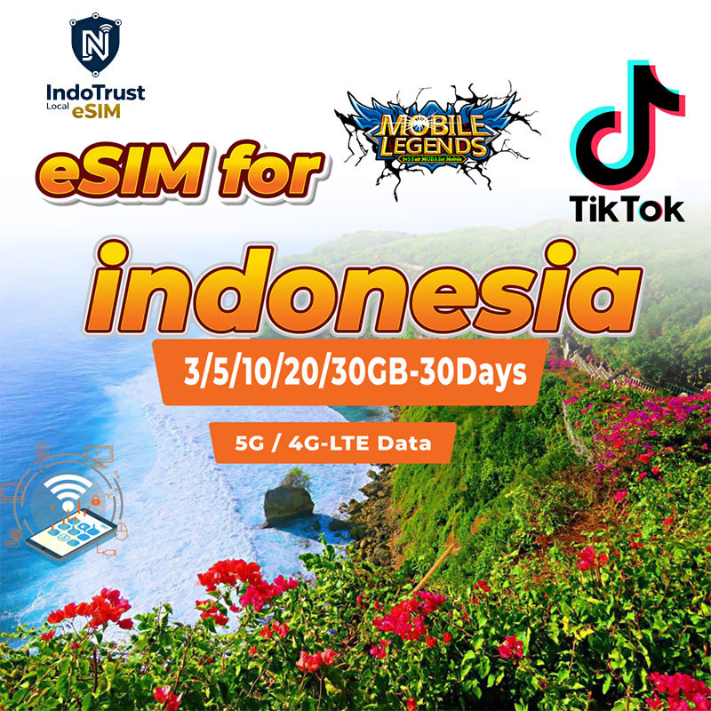 IndoTrust eSIM Roaming Telkomsel Indonesia 3GB/5GB/10GB/20GB/30GB Data | 30  Hari | Solusi IMEI Blok