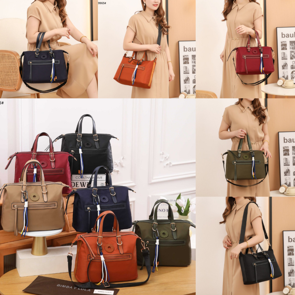 Top Handle Satchel Bag #9965 Bahan Canvas Nylon Semi Platinum